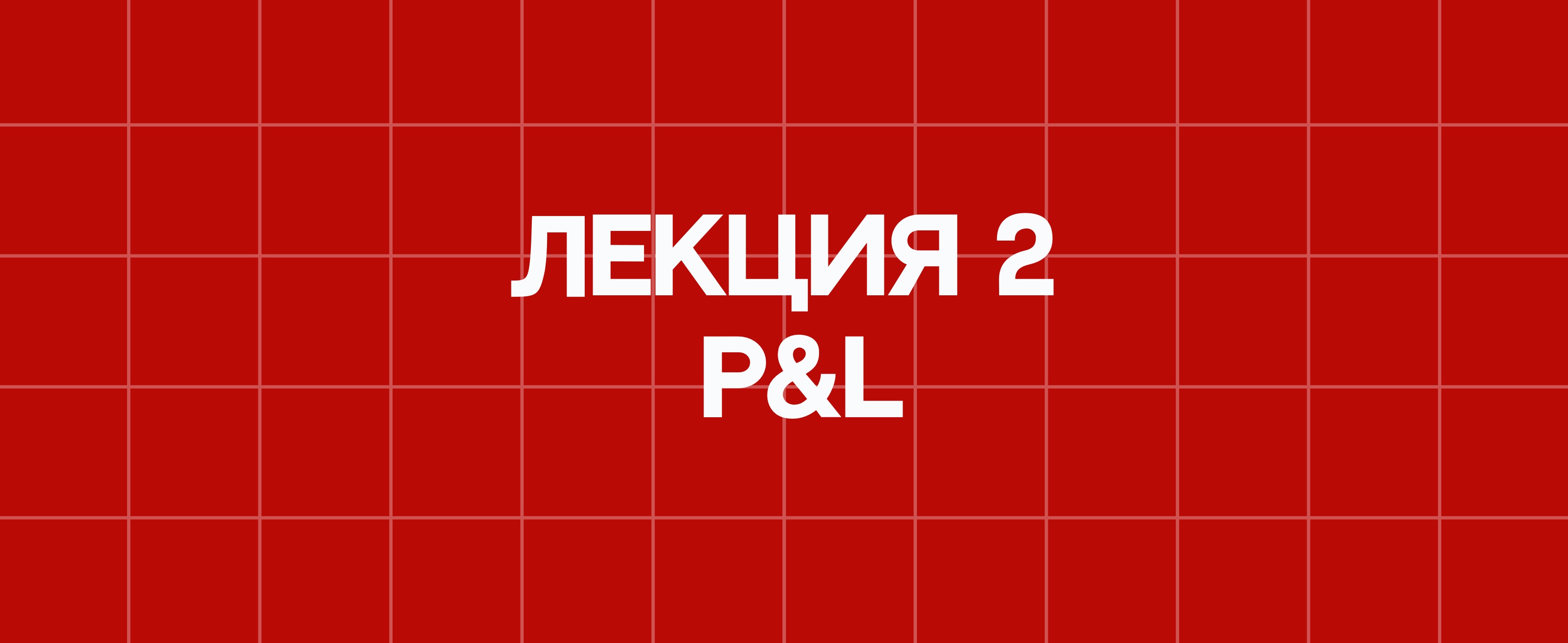 ЛЕКЦИЯ №2. P&L